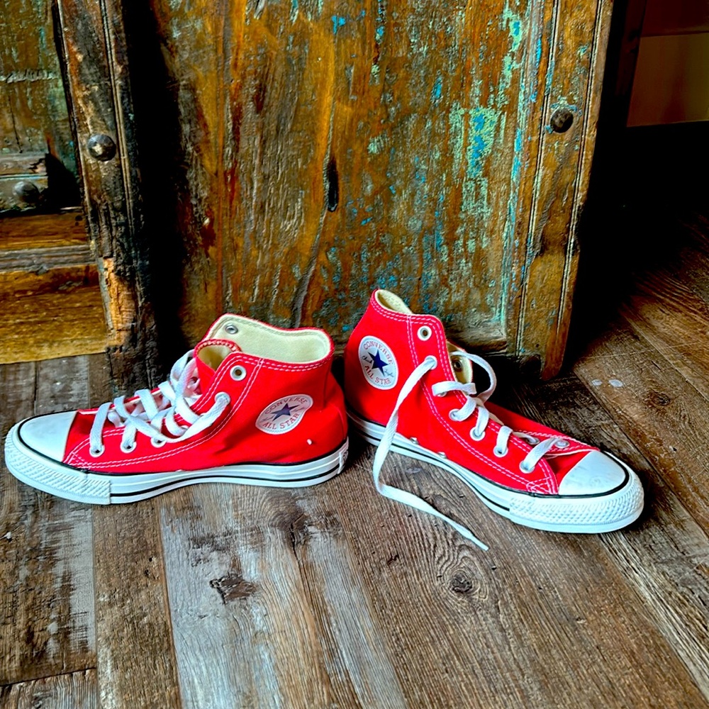 Converse size 7.5 women’s worn once inside.
